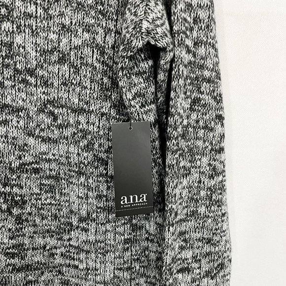 NEW ana Gray & Blacked Marled Ribbed Knit Foldover Midi Sweater Dress - LARGE - Picture 3 of 5